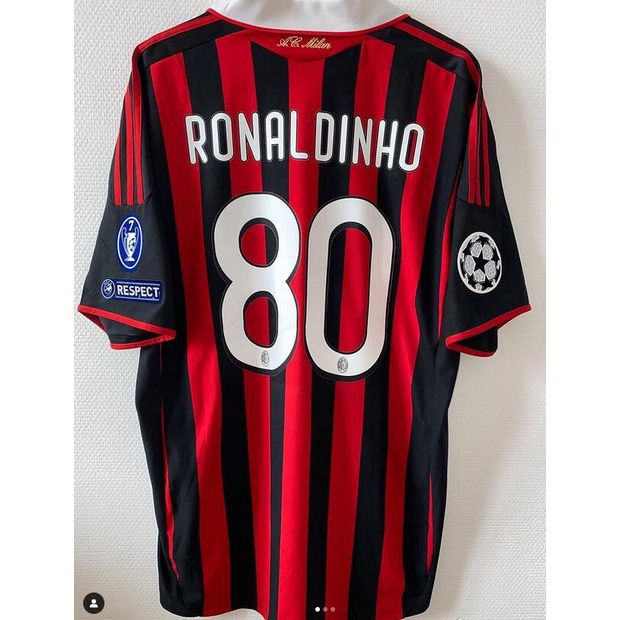 AC Milan 09/10 Vintage Classic Sweater, Shirt 80 # RONALDINHO 22 FIRST 21 PIRL