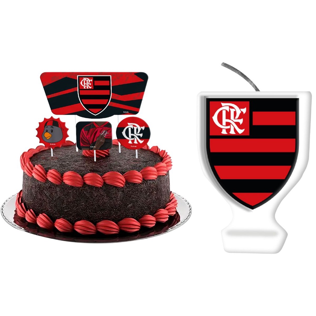 Topo para bolo Festa Flamengo - 4 Unidades
