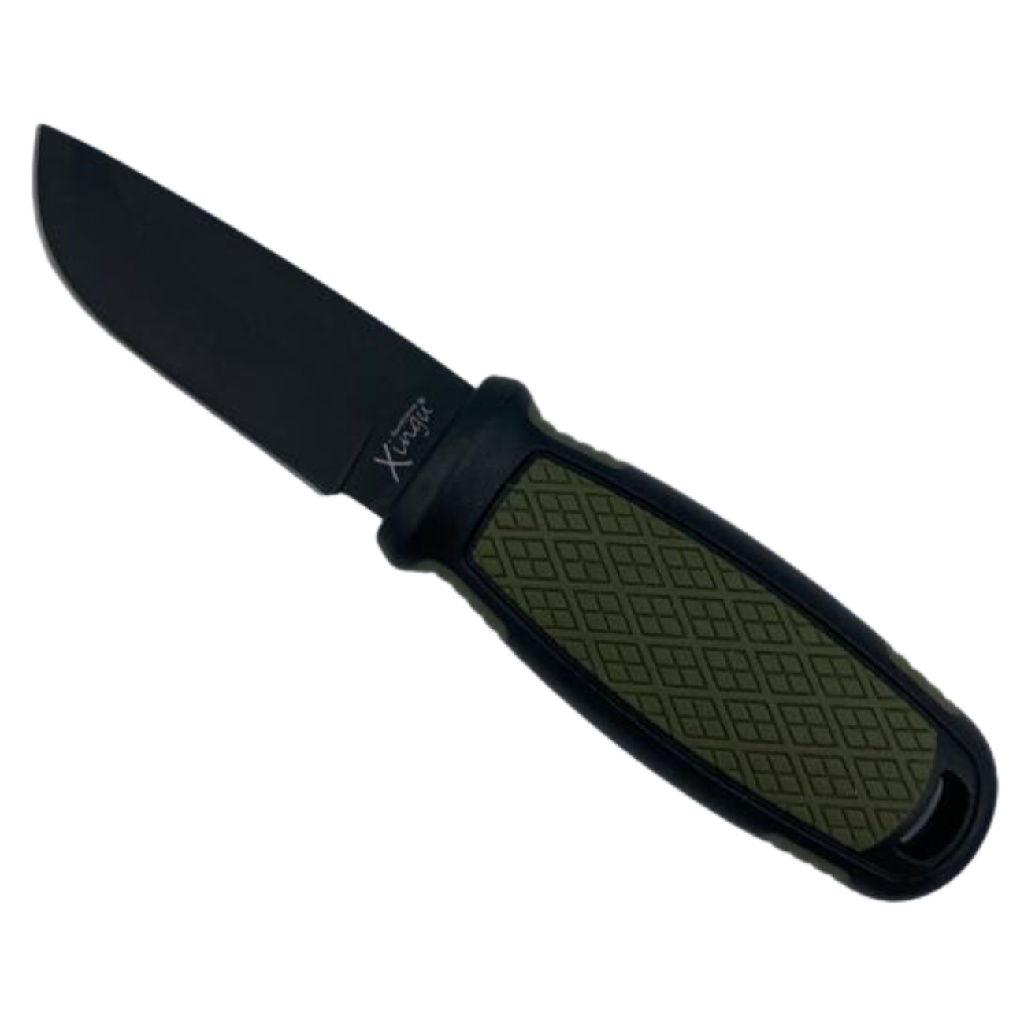 Faca Esportiva Inox c/ Corrente de Aço Bainha Rígida 1 gume