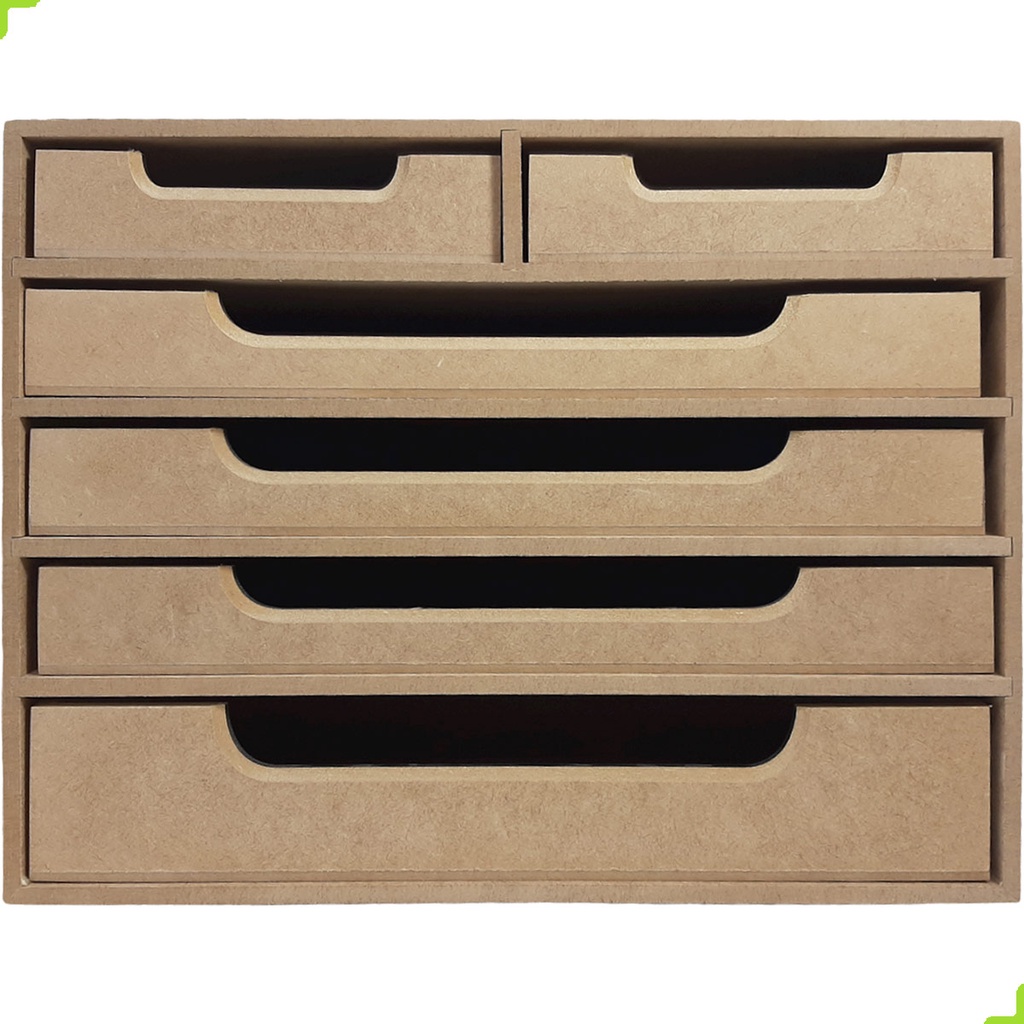 Gaveteiro Organizador de mesa caixa organizadora Porta Papel A4 Mdf 6 Gavetas + 100 sulfite para Escritório