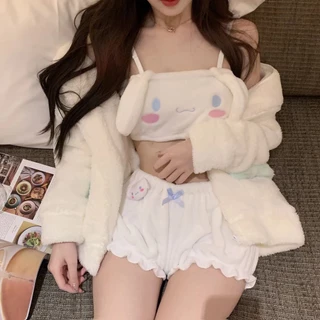 Cinnamoroll De Duas Peças De Roupas Fofas De Pijamas, Pijama De Pelúcia Feminino Sanrio Roupas Femininas Anime Fantasias Kawaii Fatos De Dormir Cartoon