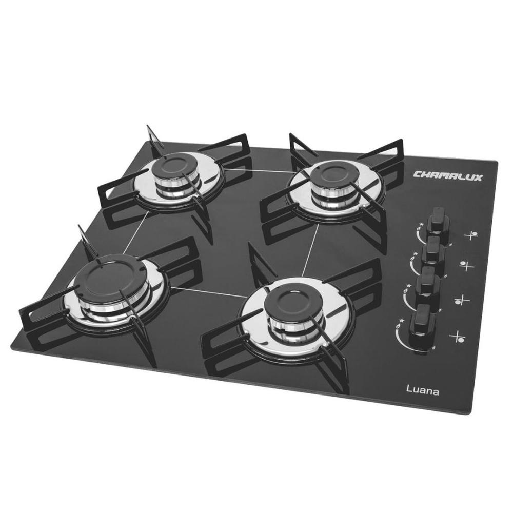 Fogão Cooktop 4 Bocas Chamalux Preto Bivolt Original. Shopee Brasil