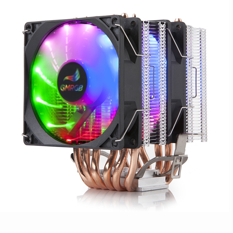 GMRGB Resfriador de CPU 6 tubos de calor 4 pinos PWM RGB PC silencioso ...