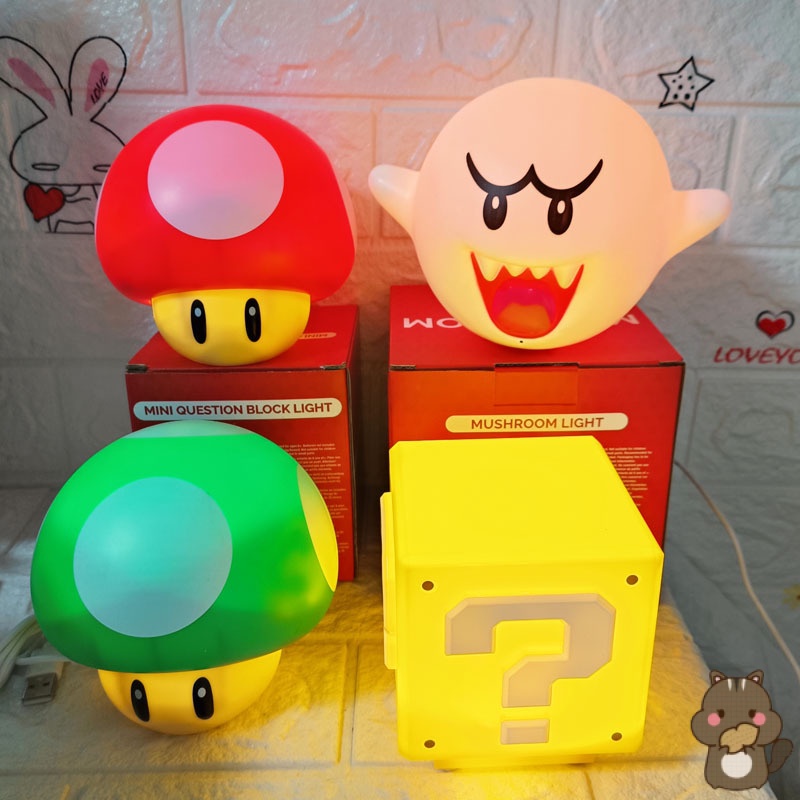 Super Mario Bros, LED, ponto de interrogação, luz de uma peça, luz, luz, tijolos, lâmpadas de cabeceira, crianças, brinquedos, presentes de aniversário, super mario, lâmpada LED