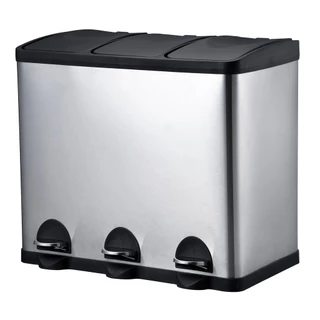 Lixeira Seletiva Tripla Inox Office Healer Senior 3 divisórias de 15L
