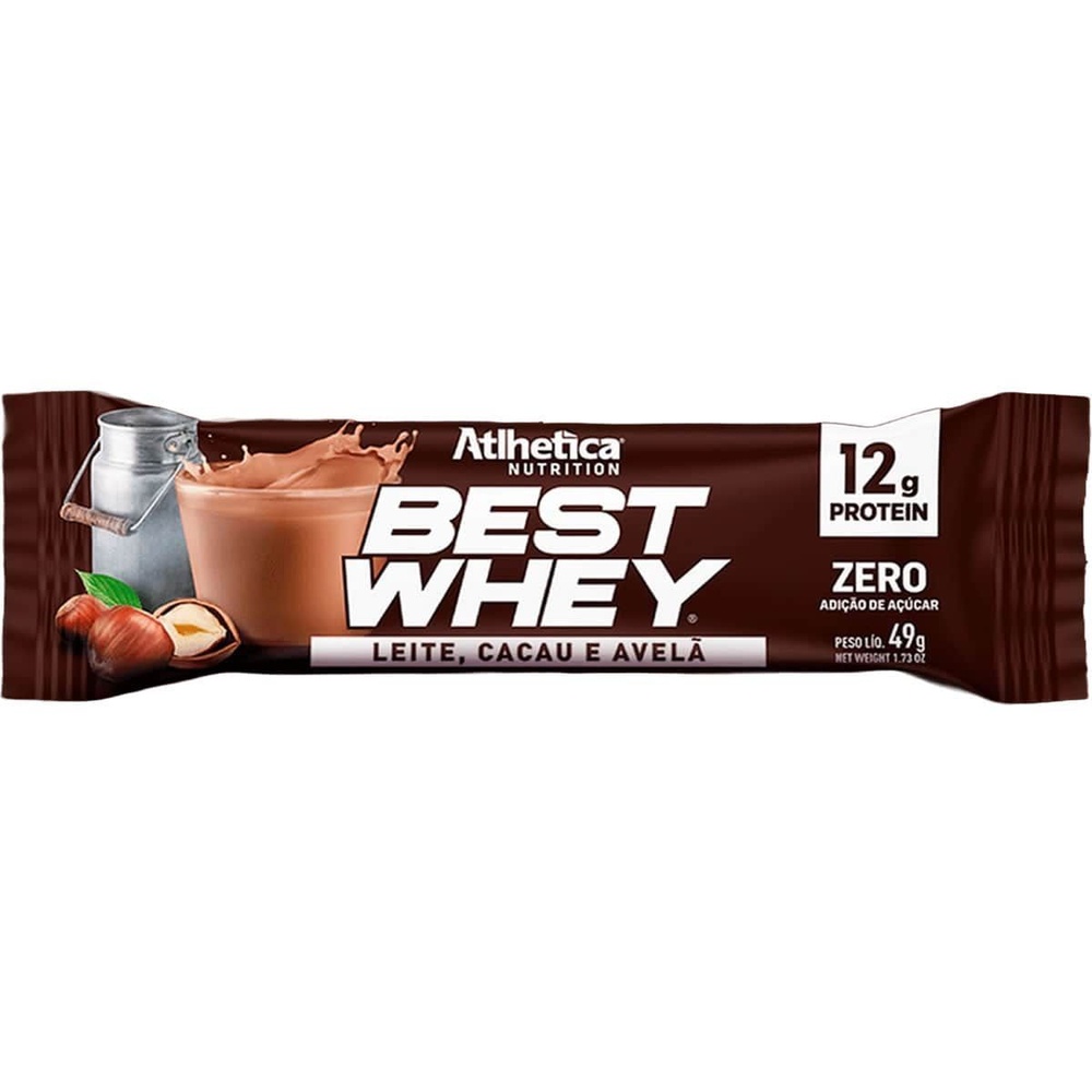Barra Proteica Best Whey – 1 Barras 49g Leite, Cacau e Avelã – Atlhetica Nutrition