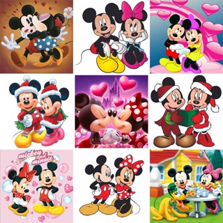 Pintura Com Diamante 5D Mickey Minnie Casal Em Amor Bordado Ponto Cruzado Mosaico De Perfuração Completa Decoração Casa