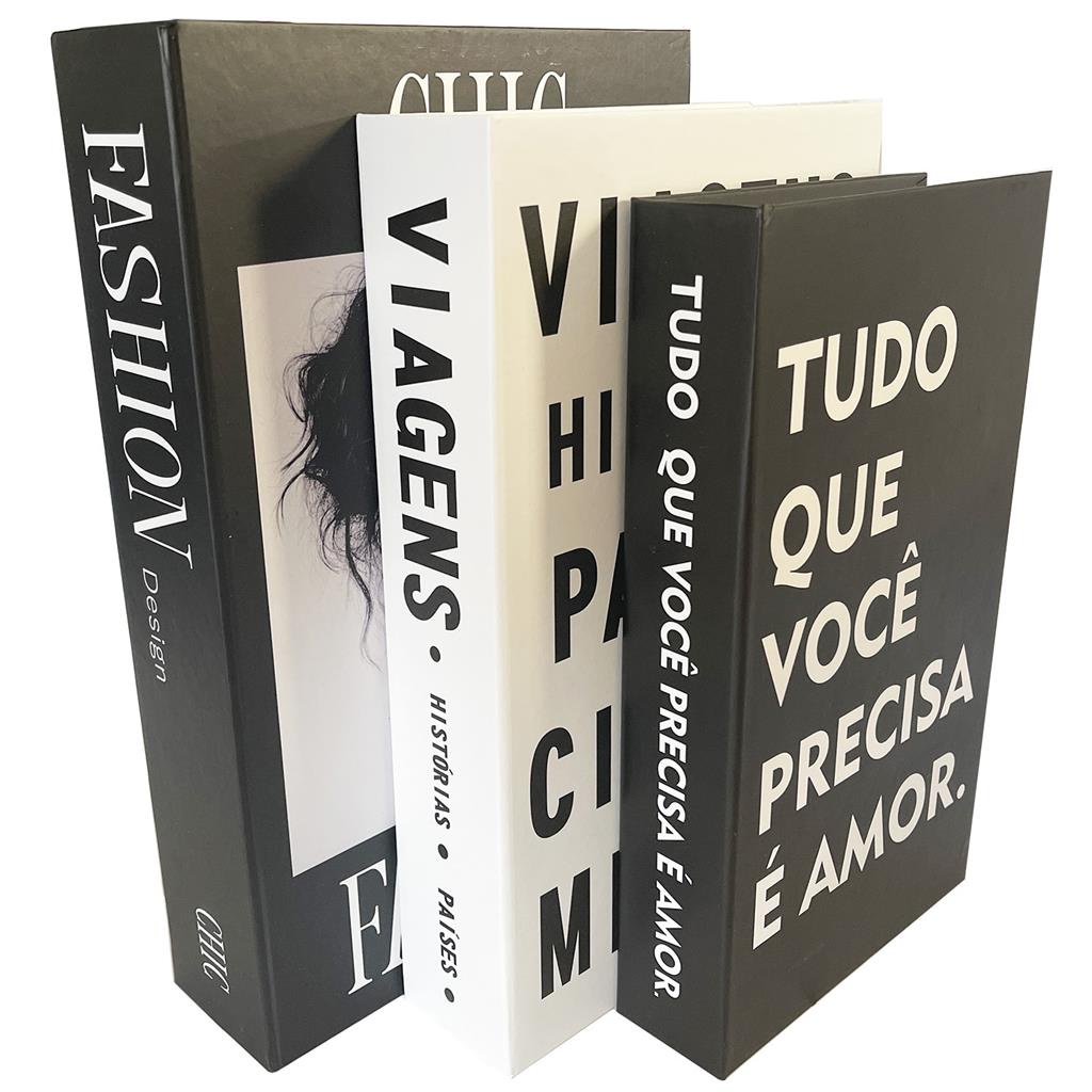 Kit 3 Livros Fake Porta Objetos Enfeite Caixa Organizadora Decorativo Sala Escritorio