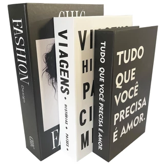 Kit 3 Livros Fake Porta Objetos Enfeite Caixa Organizadora Decorativo Sala Escritorio