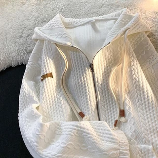 blusa de frio feminina com ziper moletom plus size feminino sem capuz g4 com capuz Bolso Peluciado Estampa Tricô E Capuz