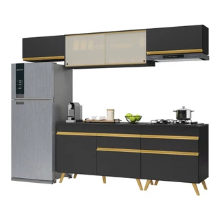 Cozinha Completa 5 peças c/ Armário e Balcão MP3710 Veneza GB Preta