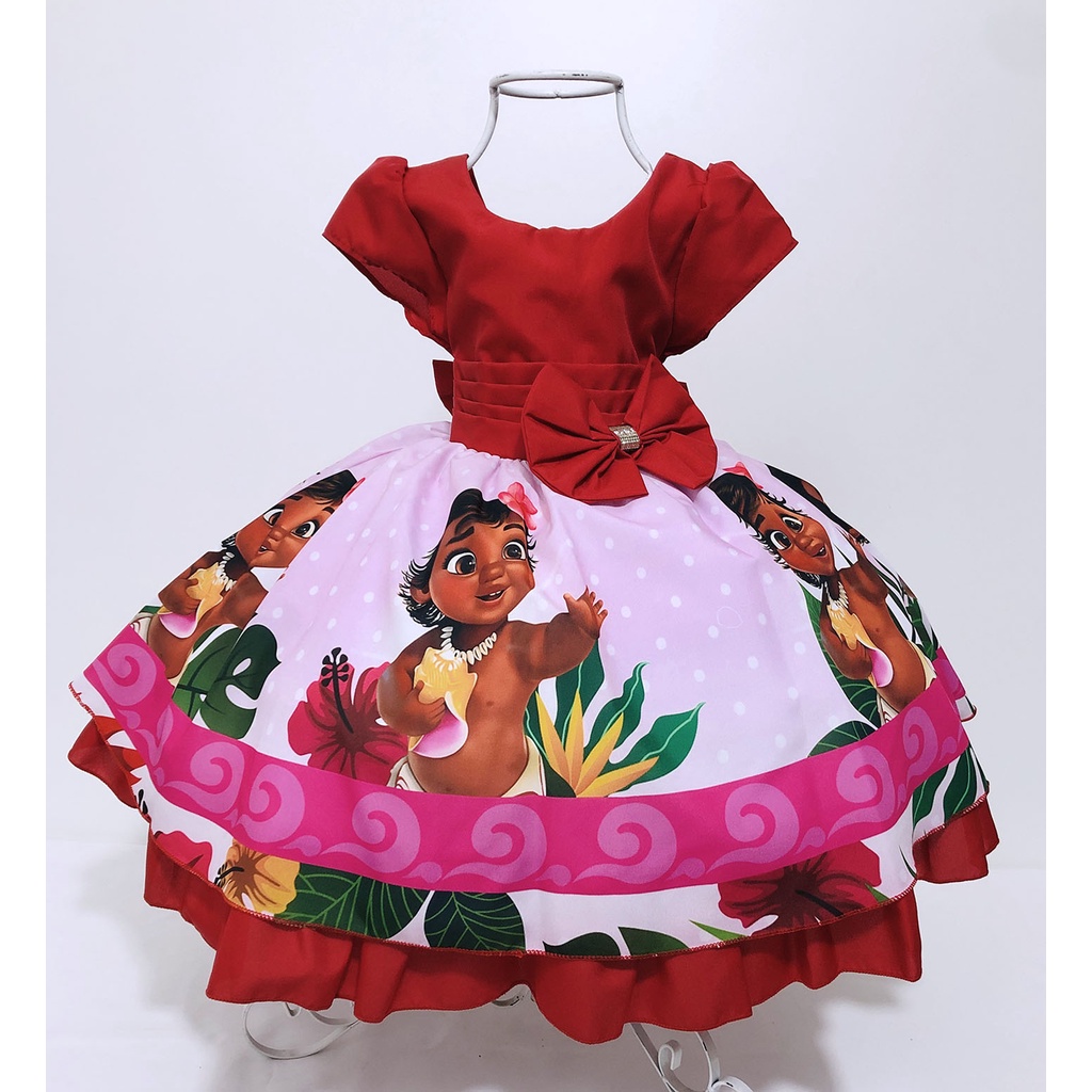 Vestido moana 1 2 4 6 anos infantil