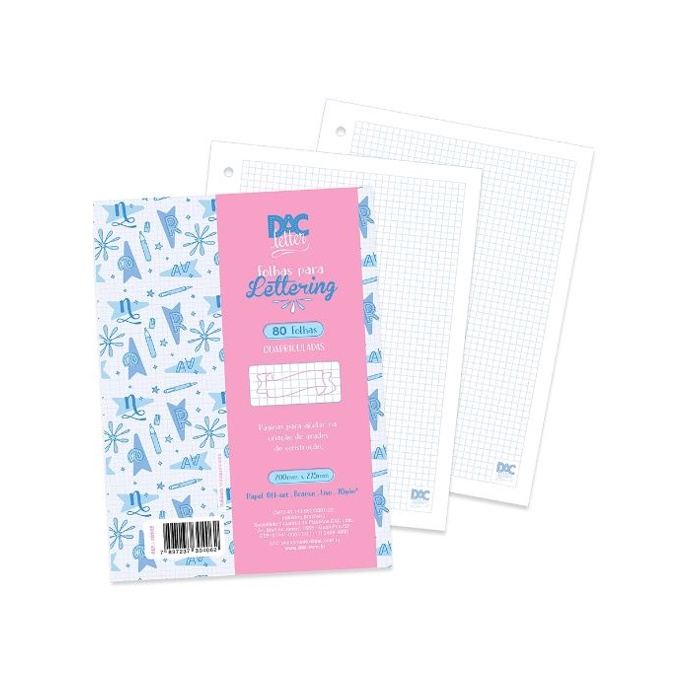 Refil Universitário Lettering folhas Quadriculadas DAC- 80 Folhas ...