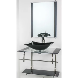 GABINETE DE VIDRO PARA BANHEIRO INOX 60CM CUBA RETANGULAR PRETO
