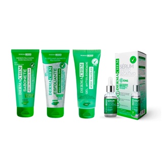 Kit 4un Ácido Salicílico Dermachem - 1un Sabonete + 1un Esfoliante + 1un Gel Facial + Sérum Facial