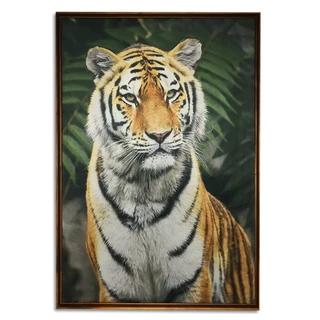 Quadro Decorativo Em Veludo Tigre Com Moldura Chanfrada 90x60 88 - Athena