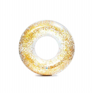 Boia Inflável Redonda Transparente Glitter Dourado - Intex