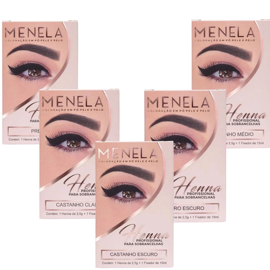 Kit Henna para Sobrancelhas Menela 2,5 g - Escolha sua Cor | Shopee Brasil