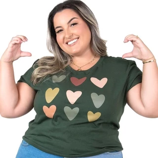 Blusa Camiseta Feminina Plus Size Algodão Tshirt Plus