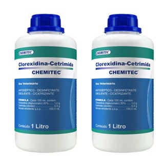 Combo 2 Clorexidina Cetrimida Desinfetante E Antisséptico Chemitec - 1 Litro