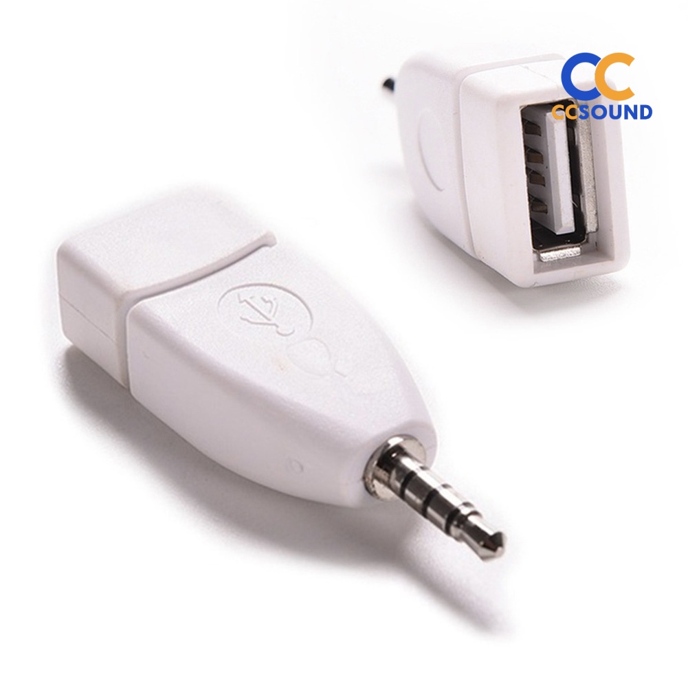 GCF_ Vehicle 3.5mm Conector De Áudio Auxiliar Macho Para USB 2.0 Adaptador Conversor Fêmea