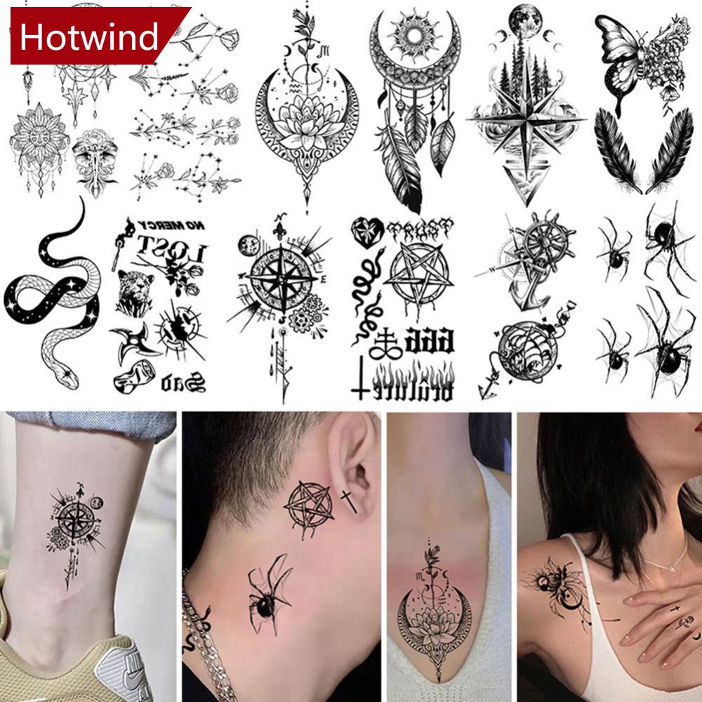 Adesivos De Tatuagem HOTWIND Tattoo À Prova D'água De Longa Duração Falsa Preto E Branco Animal De Corpo De Braço D9O1