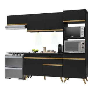 Armário de Cozinha Compacta 252cm com Leds Veneza Up Multimóveis V2015