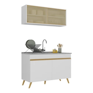 Armário de Compacta 2 peças Veneza Multimóveis MP2140.156 Branco