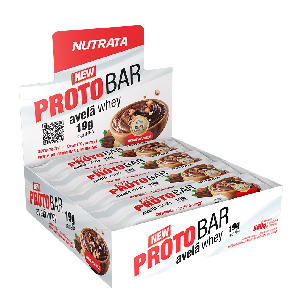 Nutrata Protobar Avelã Whey Display C/8 Un 70gr