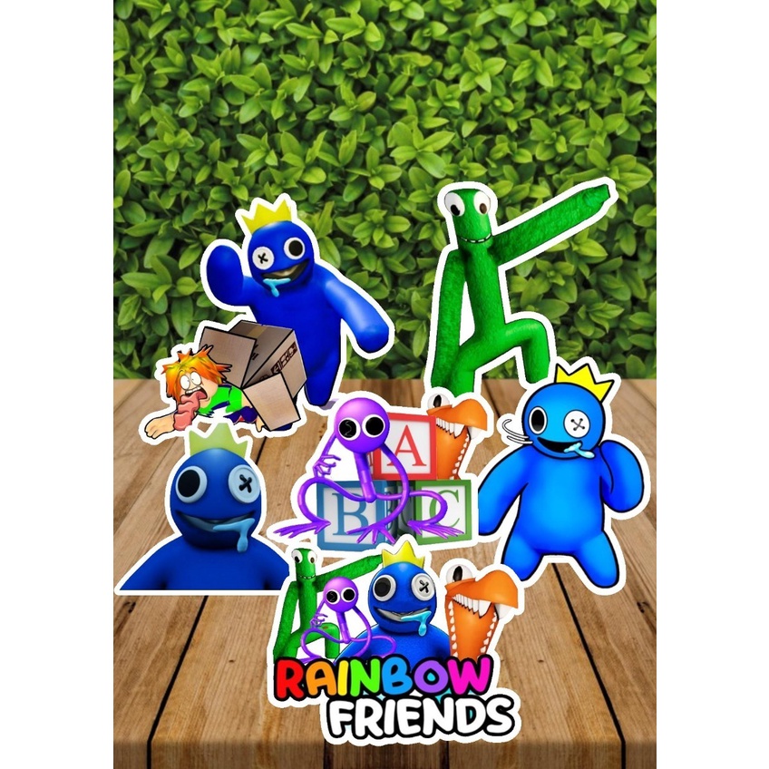 Kit Festa Prata Painel + Display Rainbow Friends Babão Azul