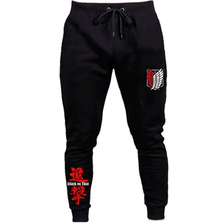 Calça Academia Jogger Moletom Attack On Titan Anime Desenho Flanelado Bolso Lateral AD