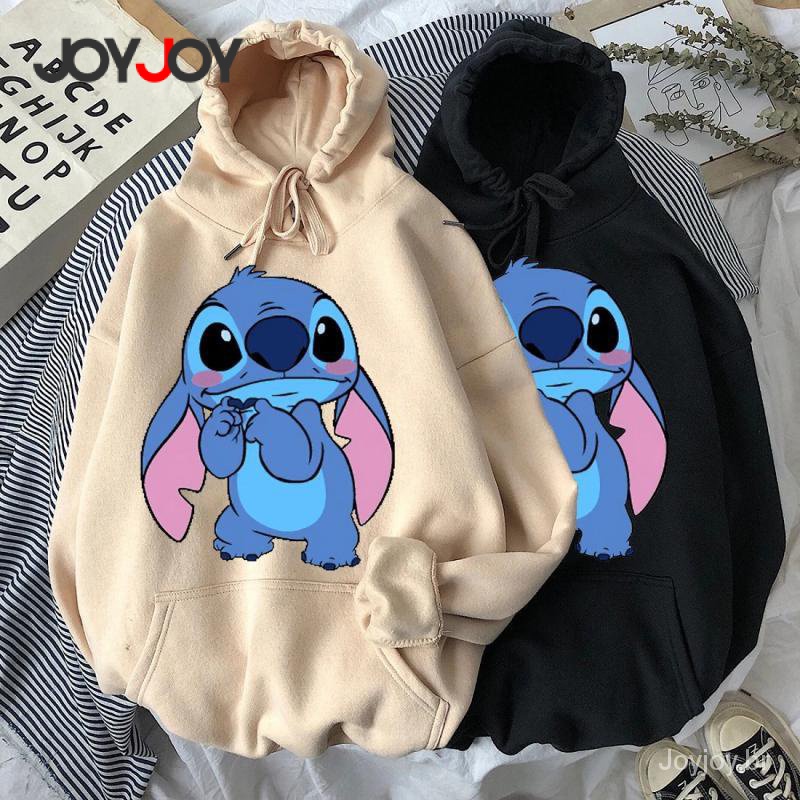 Blusa Moletom Lilo & Stitch Coala Fofo Desenho Animado Feminino Capuz Com Bolso Anime /Suéteres com capuz de veludo4WTF