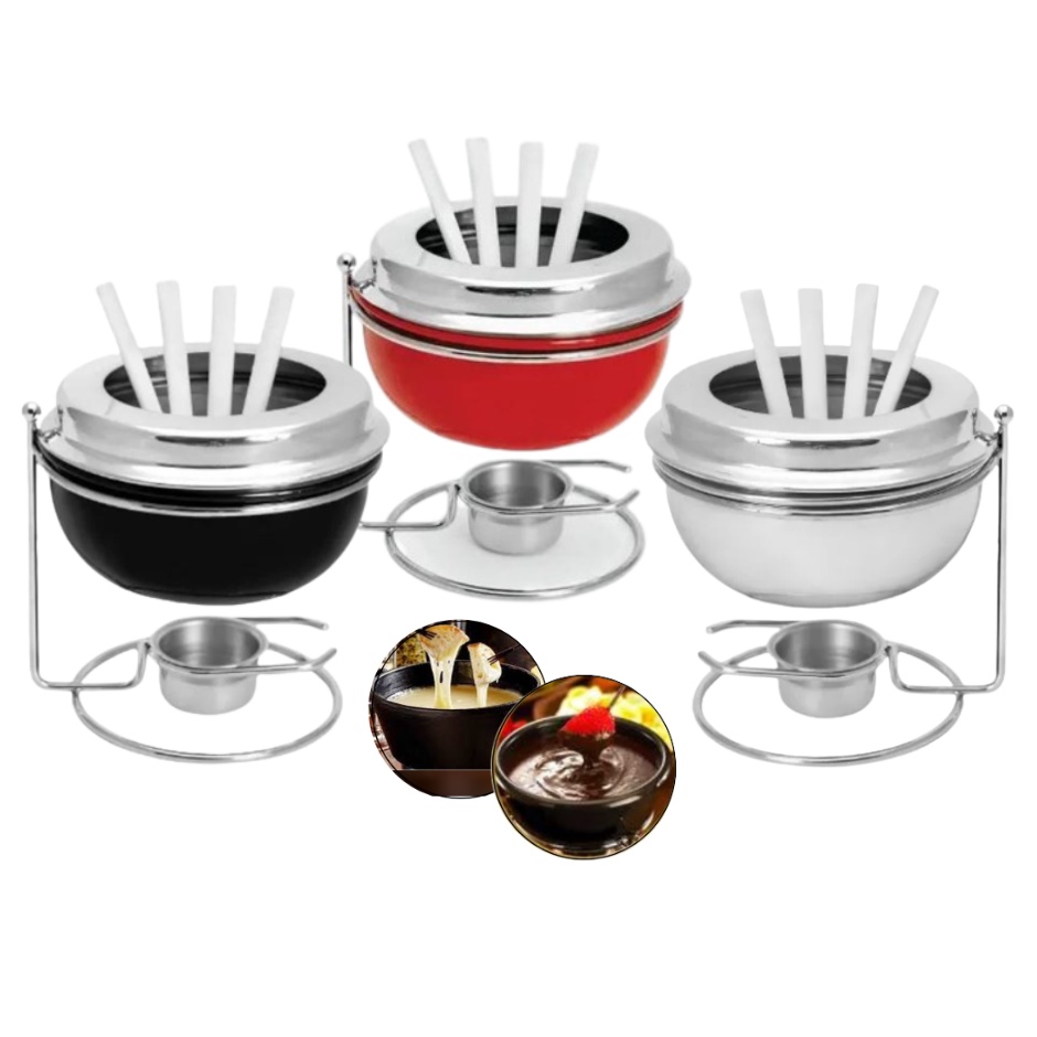 Kit Fondue Panela de Fondue Conjunto Para Fondue Aparelho Fondue Chocolate Queijo Carne Mini Fondue Completo 