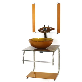 GABINETE 40CM DE VIDRO INOX CUBA REDONDA MARMORE MARFIM