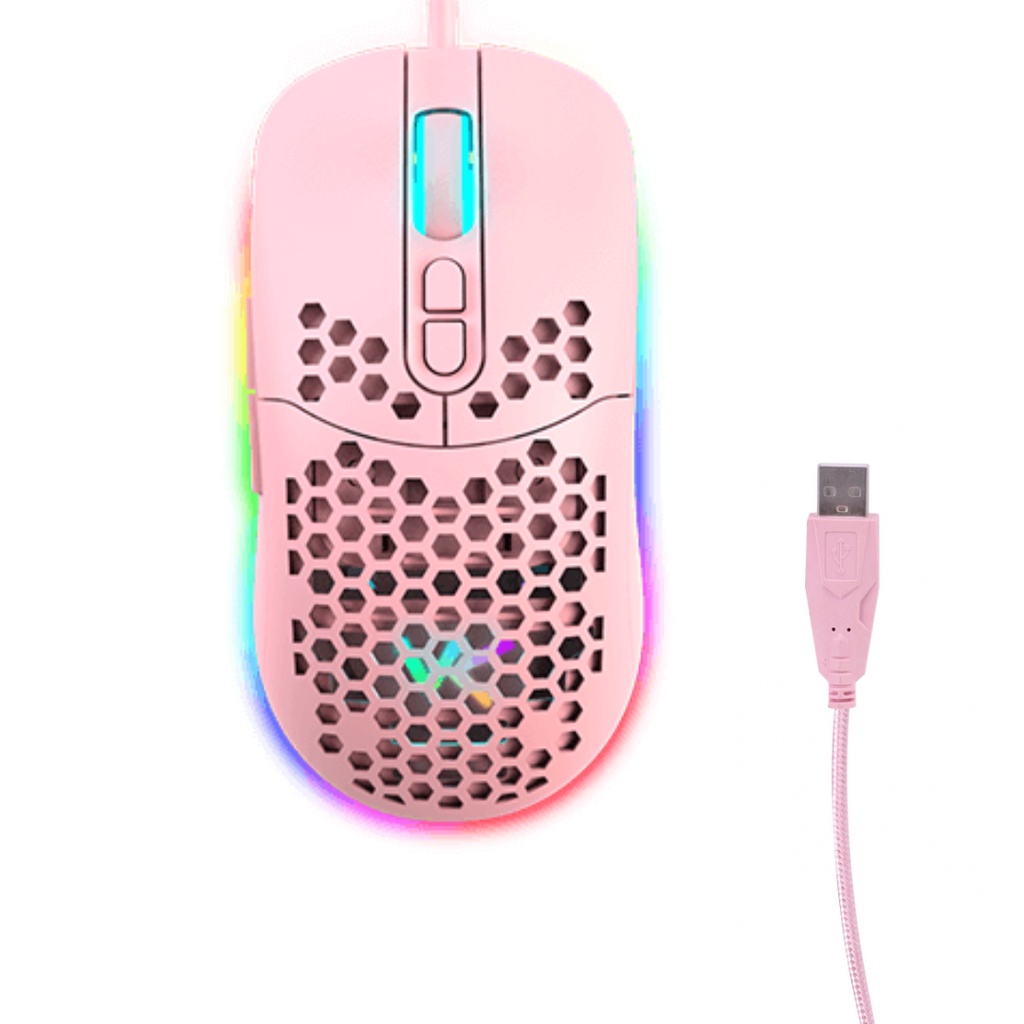 Mouse Gamer Ultra Leve com Led RGB - Rosa Barbie | Shopee Brasil