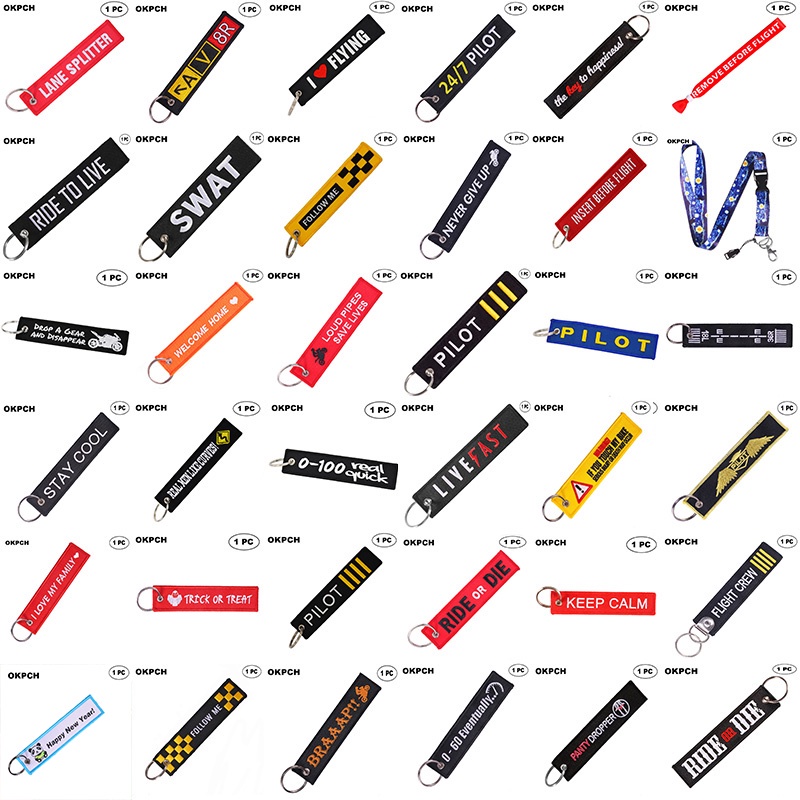 Chaveiros De Carro De 1 Peça Borlas Vermelhas Bordadas Com Destaque Porta-Chaves Jóias Presentes Masculinos De Aviação