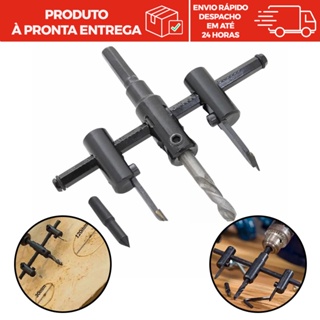 Kit Jogo Furador Circular Ajustável 30 a 120mm P/ Furadeira Drywall, Madeira, Gesso, Laminado Fertak 2905