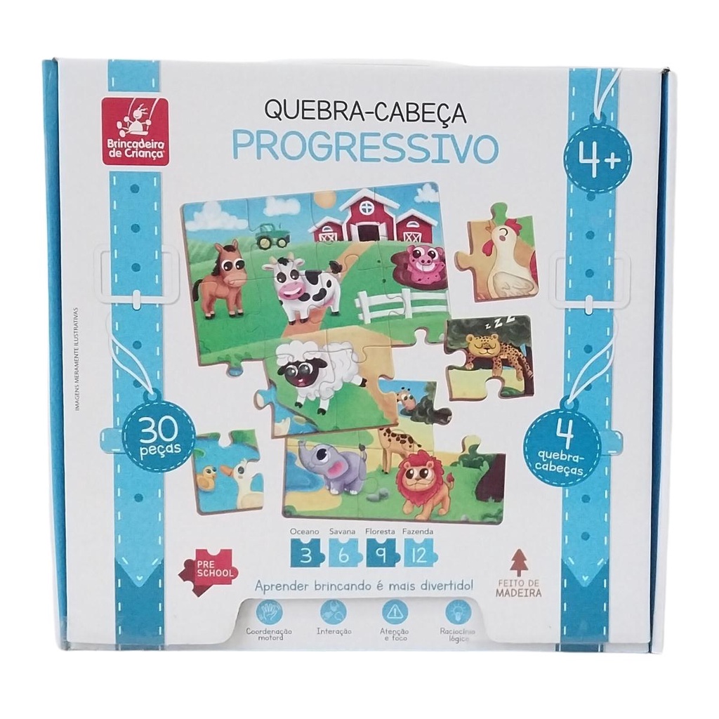 Quebra-cabeça Infantil Progressivo Brinquedo Educativo - Brincadeira de ...