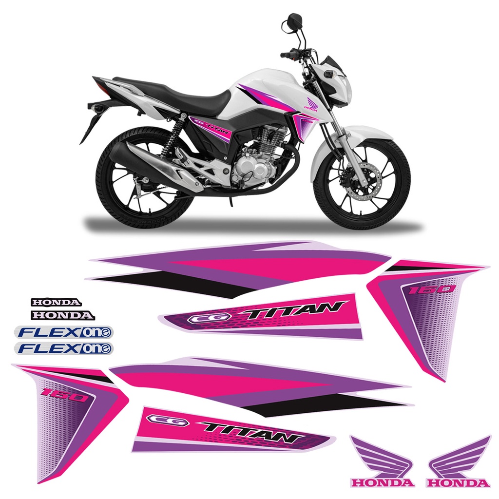 Adesivo Carenagem Ah Ha Moto Honda Cg Fan 160 2016/2021 Rosa