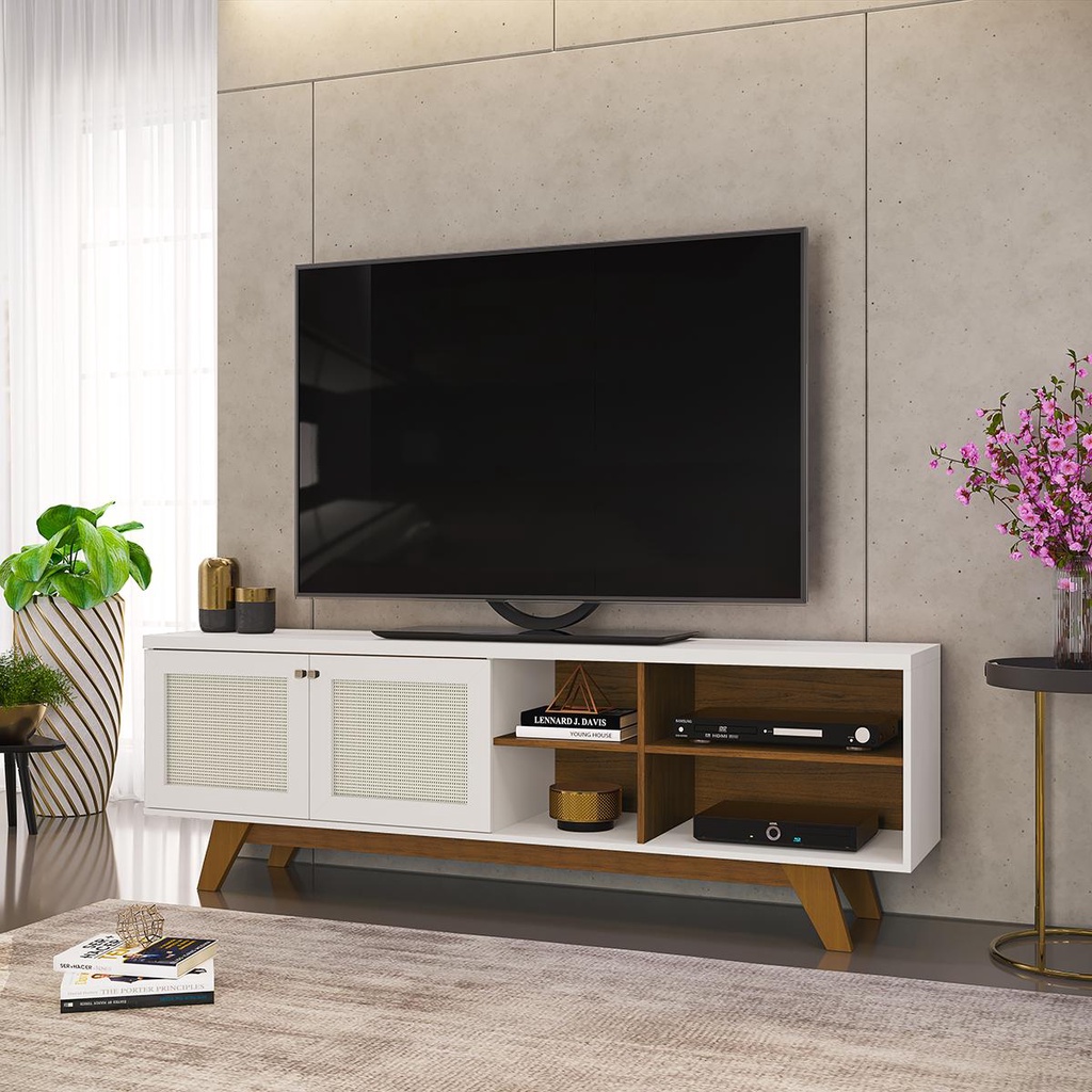 Rack Retro para TV até 75 Polegadas 2 Portas com Telinha Dj Moveis Zara Freijo Off