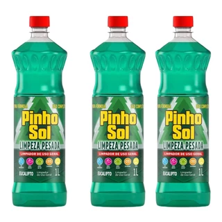 Kit com 3 Limpador Diluível Pinho Sol Limpeza Pesada Eucalipto 1L Cada em Oferta na Shopee