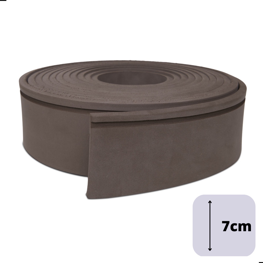 Eva Flexível 7cm Largura Rodapé Moldura Autocolante - 11 Mts - 7c1-Marrom