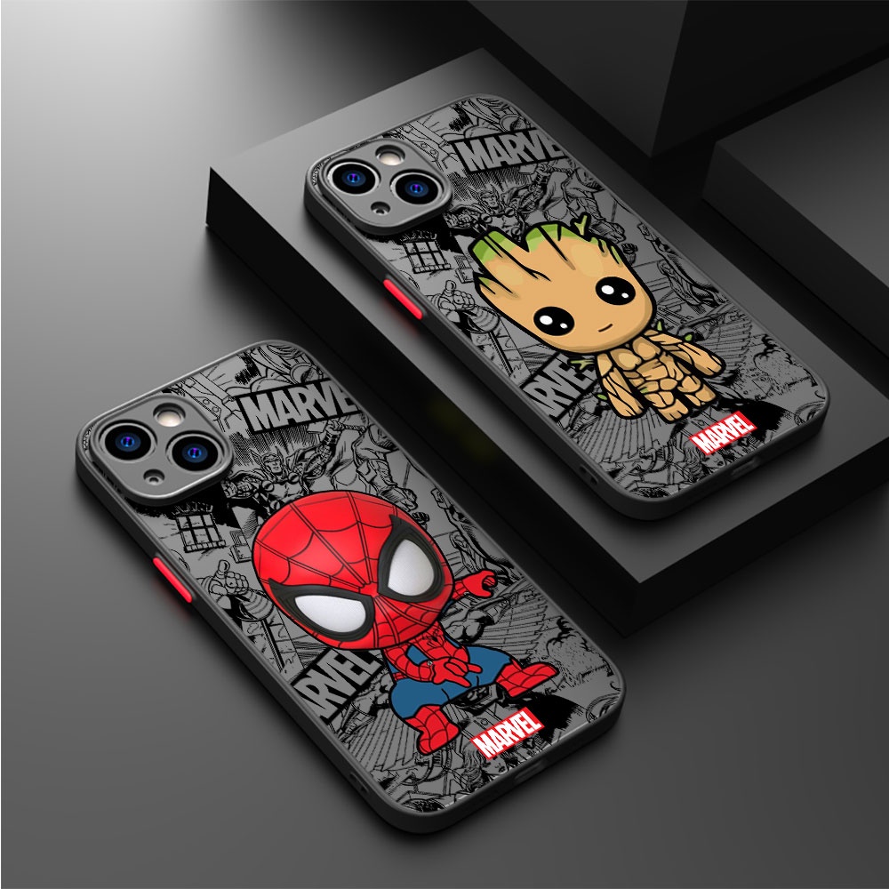 Marvel Groot Spiderman Capa Para Telefone Samsung S23 Ultra S22 Plus S21 S20 Galaxy A14 A34 A54 A13 A33 A53 A32 A52 A52S 5G A73 Pára-Choques Macia À Prova De Choque