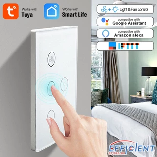 Novo Smart Wifi Ventilador Interruptor de Luz Ventilador de Teto Painel de Lâmpada Tuya Controle Remoto de Voz Multivelocidade Alexa Fio Neutro Para Google Home eficiente.store br