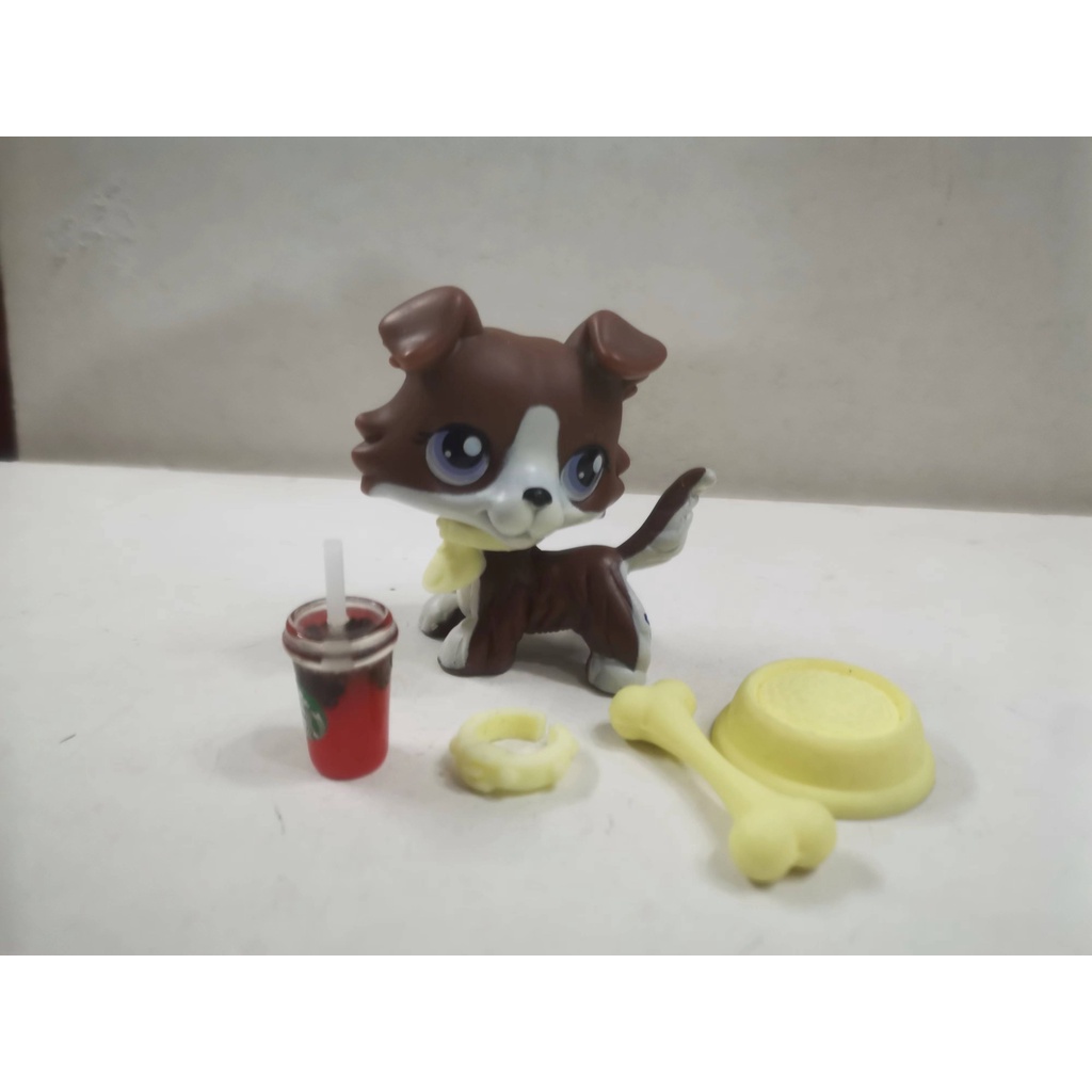 Figura De Ação LPS Colie Dog Preto C/Acessórios Littlest Pet Shop Brinquedo Para Criança