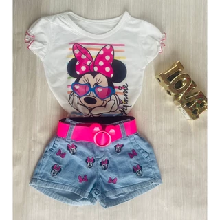 Conjunto infantil menina blogueirinha Minnie 3 peças