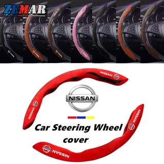 Nissan Universal Car Steering Wheel Cover Capa Do Volante De Carro Camurça Para Versa Kicks Tiida March Sentra Livina gtr Anti-Derrapante Absorção De Suor