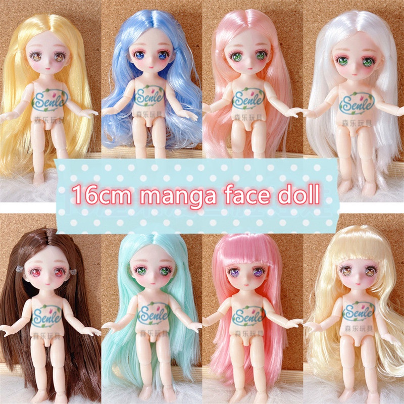 16cm Anime Cartoon Face BJD Doll Girls'maquiagem Bonecas De Bricolage Em Vários Estilos