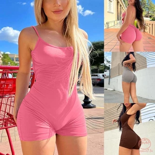 Gorgeous-Women Solid Color Sling U-Neck Sleeveless Fatos De Brincar Sem Mangas Skinny Backless