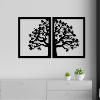 Conjunto 2 Quadros Vazados em MDF 6mm Árvore 35x56
